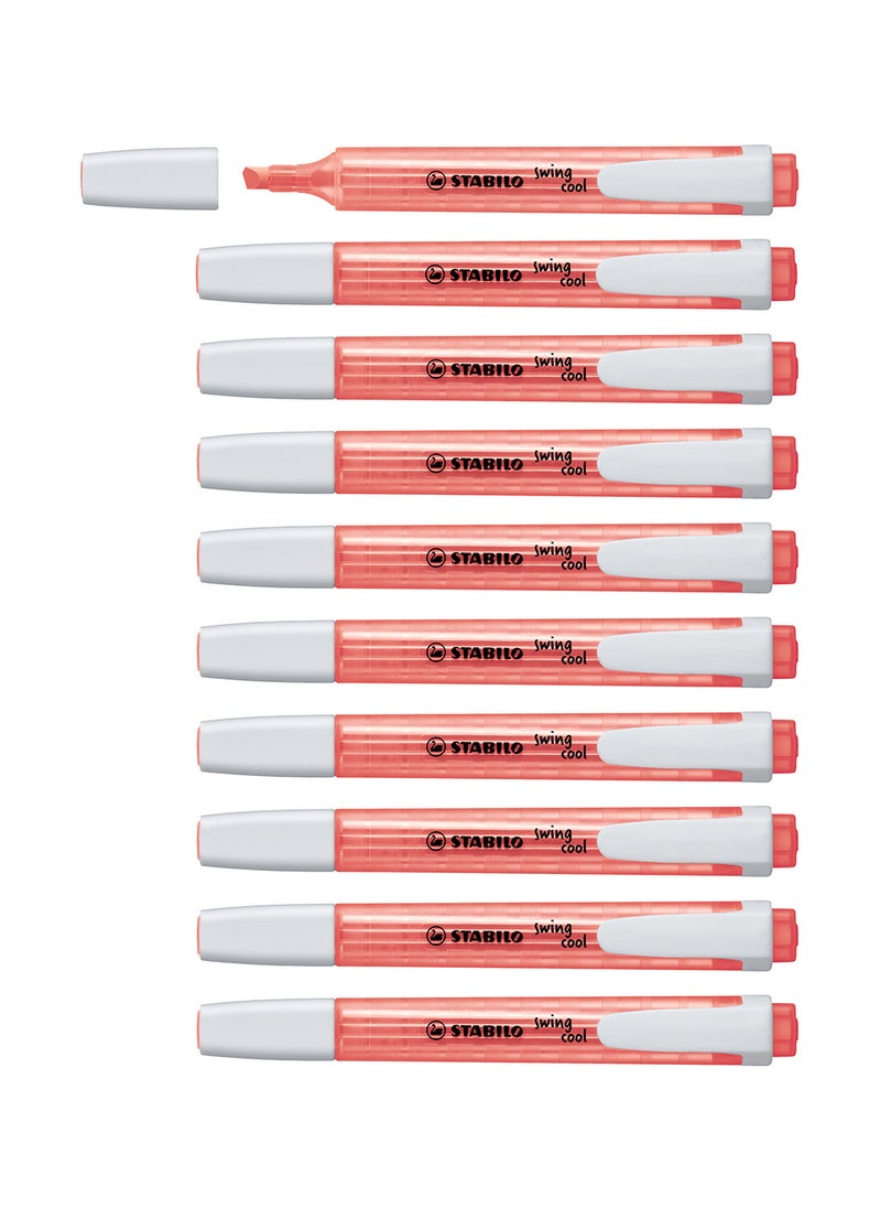 STABILO Highlighter Pen - Swing Cool Pack of 10 Red Highlighters , Anti-Dry Out , for Drawing Illustrations , Note Taking  - Image 3