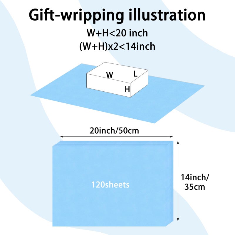 Laidans 120 Sheets 20"X14" Baby Blue Tissue Paper for Gift Bags Wrapping, Art Tissue Paper Bulk for Weddings Birthday Party Crafts Decoration - Image 2