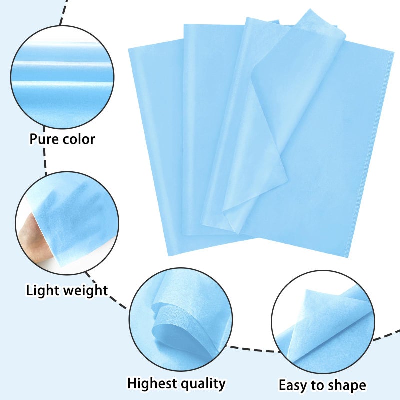 Laidans 120 Sheets 20"X14" Baby Blue Tissue Paper for Gift Bags Wrapping, Art Tissue Paper Bulk for Weddings Birthday Party Crafts Decoration - Image 4