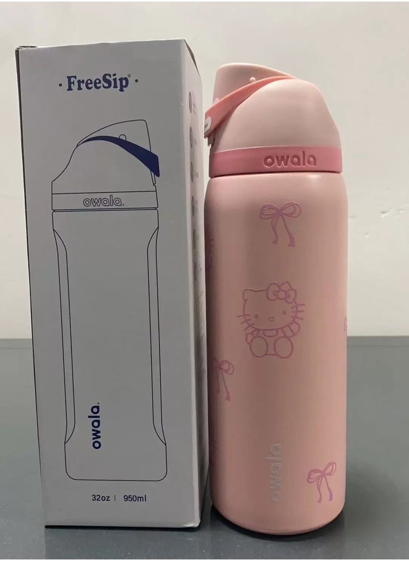 Owala - Owala FreeSip Insulated Stainless Steel Water Bottle with Straw for Sports and Travel, BPA-Free, 32-Ounce, Pink - Image 1
