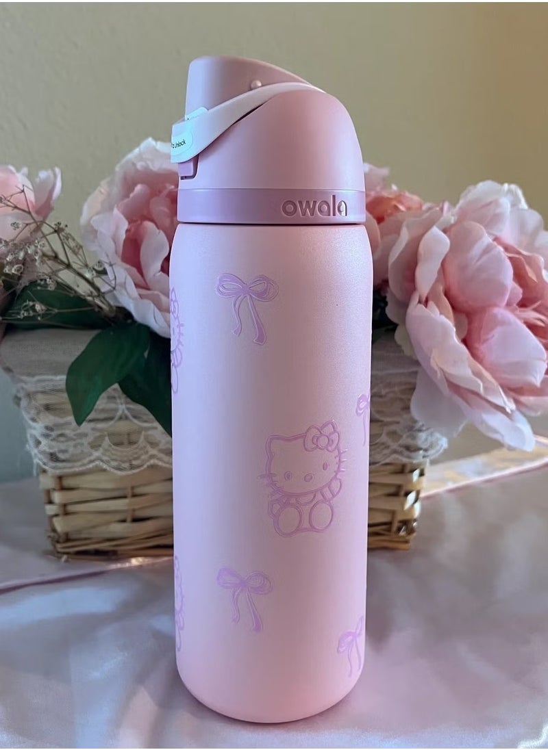 Owala - Owala FreeSip Insulated Stainless Steel Water Bottle with Straw for Sports and Travel, BPA-Free, 32-Ounce, Pink - Image 1