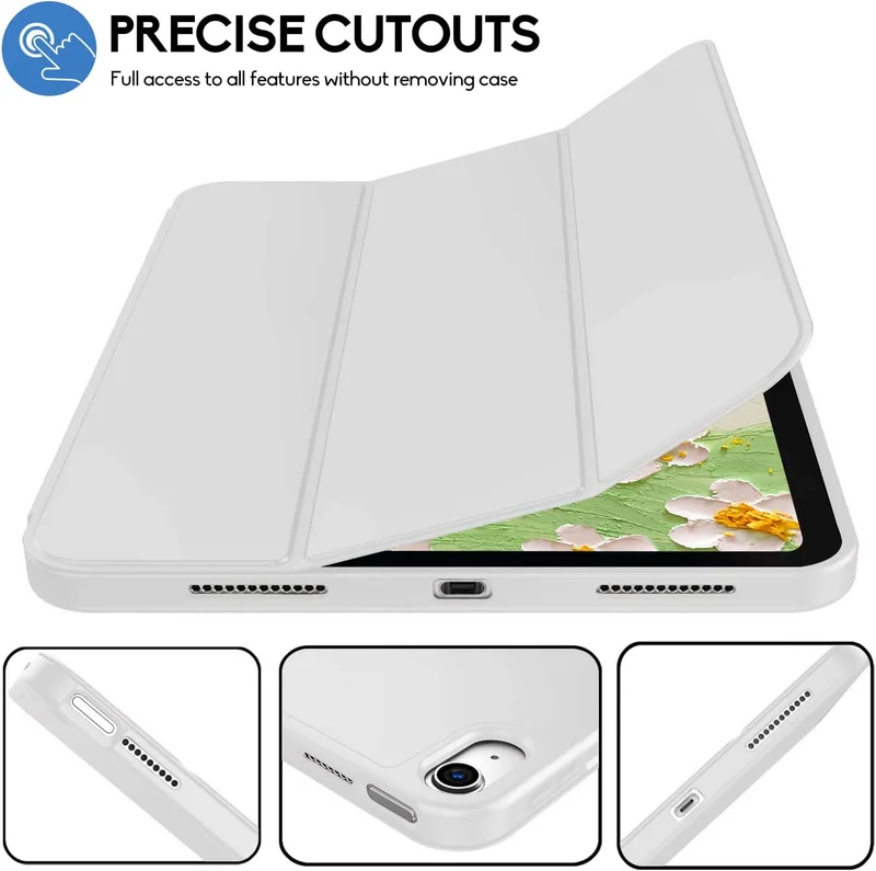 Bluepeak Gray iPad (A16) 11th Generation, iPad 10.9 Inch with Pencil Holder, Soft TPU Back Slim Smart Protective Trifold Stand Cover, Auto Wake/Sleep, Gray  | Best Price UAE