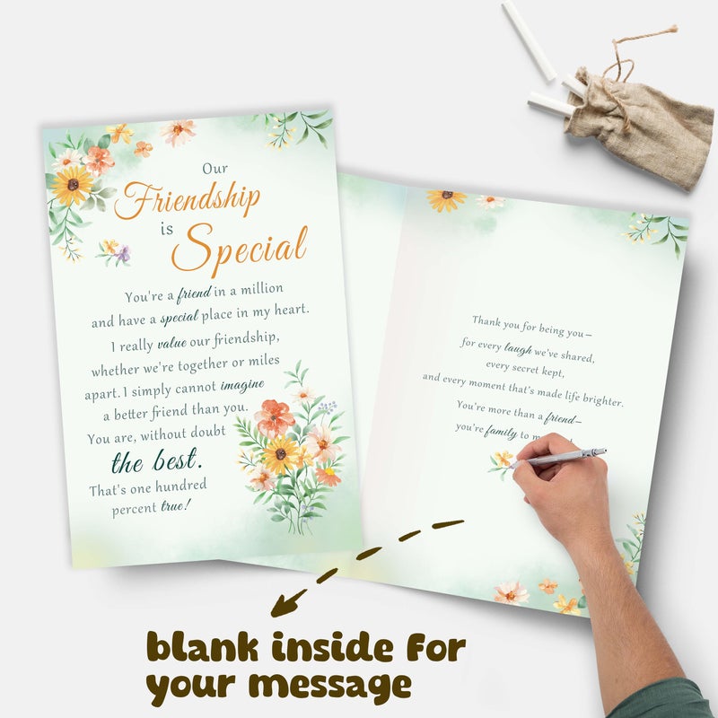 Bewoow Funny Best Friend Birthday Card for Women Her, Heartfelt Friendship Card Gift for Bestie, Friendship Thank you Card for Special Friend - Image 3