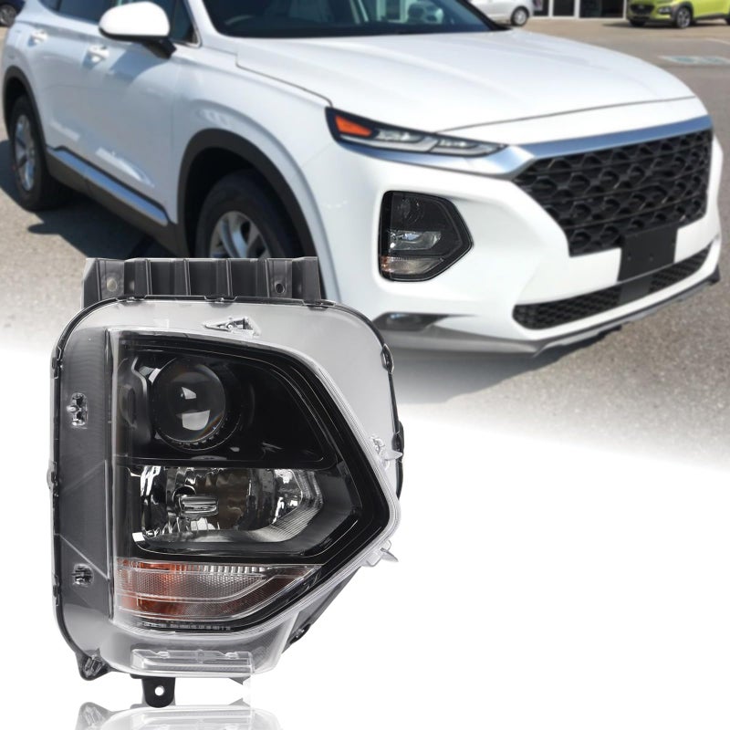 Duolctrams Halogen Projector NonLED Headlight Assembly Compatible with 2019 2020 Hyundai Santa Fe SESEL Models Right Passenger Side 92102S2000 HY2503232
