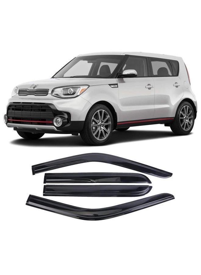 WONSABON Tape-On Window Visors Deflectors Rain Guards 4 Piece Set ‎Compatible with 2014-2019 Kia Soul 94367 - Image 1