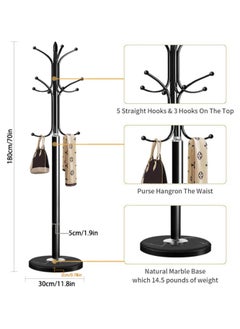 VUCATIN Coat Hanger Stand Bedroom Clothes Hanger Stand Metal Coat Rack Stand Free Standing Hall Tree for Hanging Scarf Bag Jacket Home Entry-way Hat Hanger Organizer Shelves (Black)  - Image 3