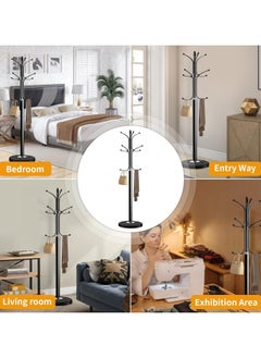 VUCATIN Coat Hanger Stand Bedroom Clothes Hanger Stand Metal Coat Rack Stand Free Standing Hall Tree for Hanging Scarf Bag Jacket Home Entry-way Hat Hanger Organizer Shelves (Black)  - Image 5