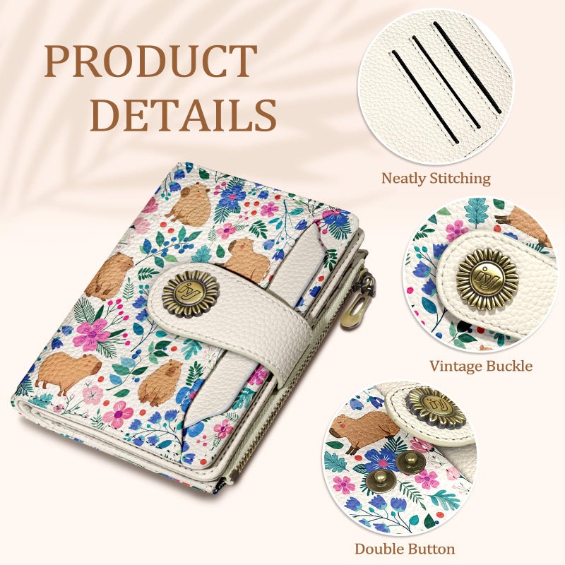 Icycay Cute Capybara Wallet Women Small RFID Blocking Bifold, Credit Card Holder, Zipper Coin Pocket, PU Leather, Compact, Travel, 4 ID Window, 14 Card Slots, Cash Purse, Ladies Woman Female Girls - Image 5