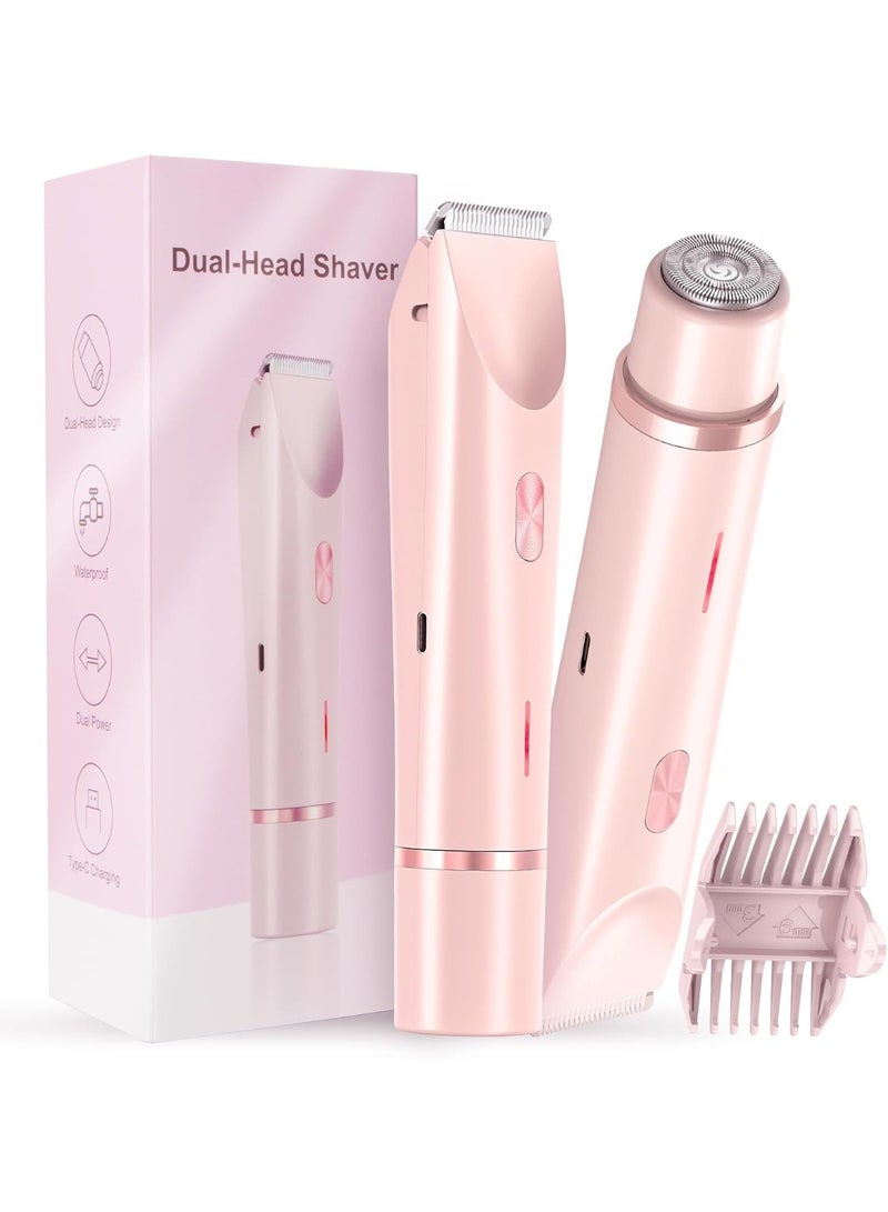 Bikini Shaver,Dual Head Shaver Women, 2 in 1 Wet & Dry Waterproof Electric Bikini Trimmer for Women - Image 1