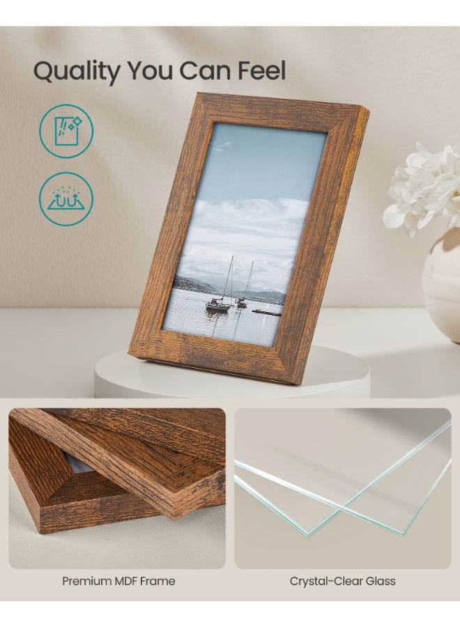 SONGMICS Picture Frames, Collage Picture Frames Set of 10, Two 8x10, Four 5x7, Four 4x6, Photo Frame for Wall Gallery Decor, Table Display, Glass, Rustic Brown - Image 3