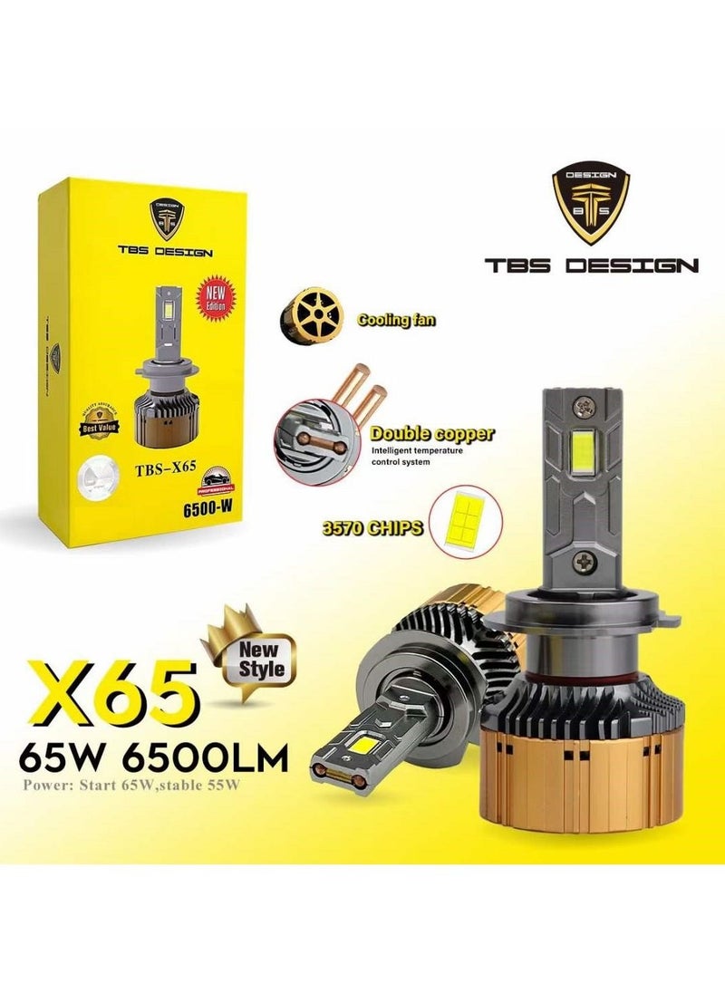 تي بي إٍس ديزاين قطعتان 9006 1300W LED لمبة المصباح الأمامية 13000 Lumens Xtreme Bright مع درجة حرارة اللون 6500K 