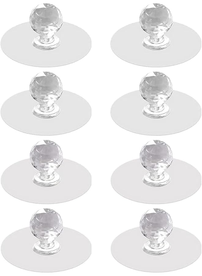 The Bros Cabinet Drawer Knobs, Clear Diamond Crystal Shaped Pulls Handles for Wardrobe, Kitchen Cupboard, Bathroom Dresser, Furniture Door Window, Self-Adhesive Drill Free Push Pull Helper (8 pcs) - Image 1