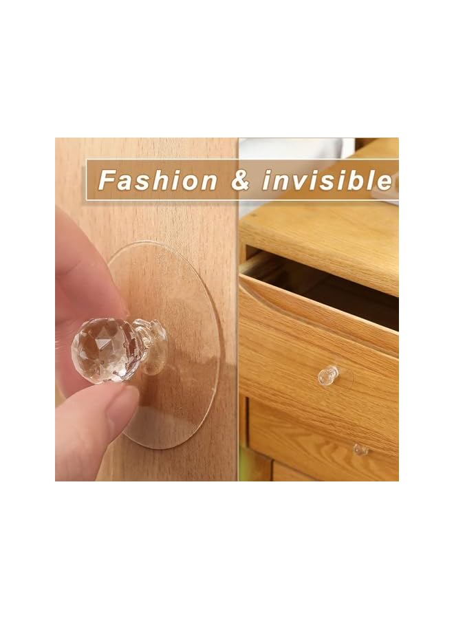 The Bros Cabinet Drawer Knobs, Clear Diamond Crystal Shaped Pulls Handles for Wardrobe, Kitchen Cupboard, Bathroom Dresser, Furniture Door Window, Self-Adhesive Drill Free Push Pull Helper (8 pcs) - Image 2