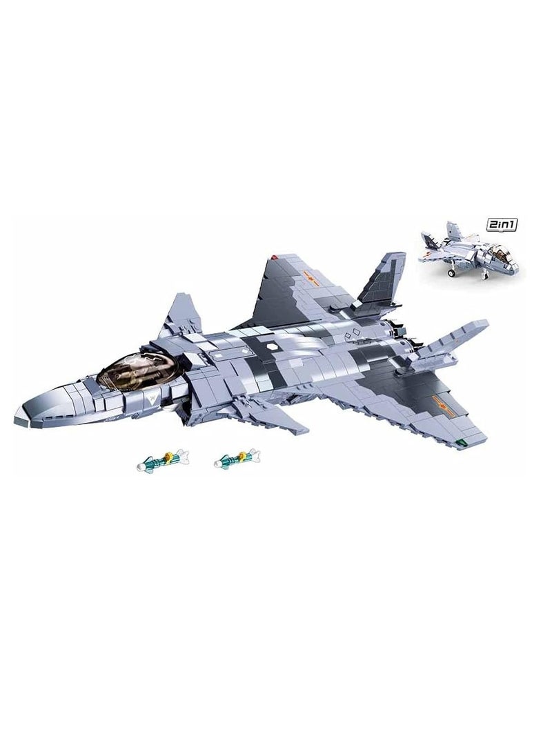Sluban - Sluban - Model Bricks Chengdu J-20 Fighter Aircraft 2 in 1 926 Pieces - M38-B0931 - Image 1