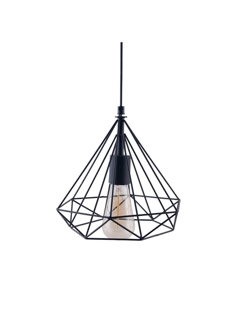 Generic - Black Color Metal Edison Filament Hanging Caged, E27 Holder, Decorative, Urban Retro Style,Ceiling Lamp (Diamond Pack of 1) - Image 1