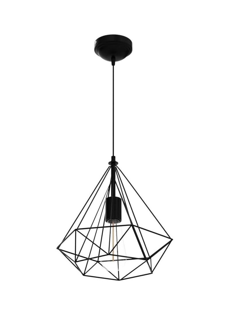 Generic - Black Color Metal Edison Filament Hanging Caged, E27 Holder, Decorative, Urban Retro Style,Ceiling Lamp (Diamond Pack of 1) - Image 1