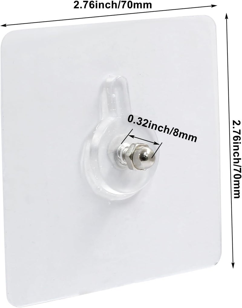 Hitefu 10pcs Self-Adhesive Hooks Without Nails, Heavy Duty Wall Hooks for Hanging, Screw Free Sticker for Wall Mount, Waterproof Picture Hanging Hooks for Kitchen, Bathroom, Home, Office (8mm) - Image 5