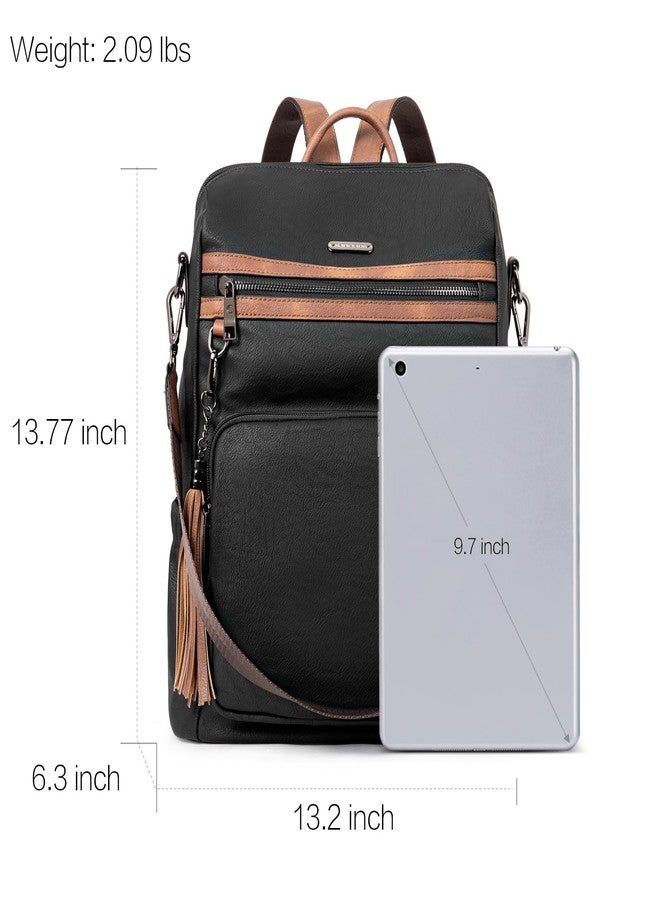 CLUCI Backpack Purse for Women Fashion Leather Designer Travel Large Ladies Shoulder Bags with Tassel Oil Wax Black - Image 3