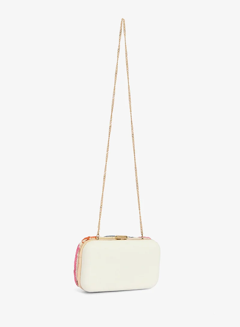 Ginger Boutique Beaded Embroidered Flower Detail Clutch