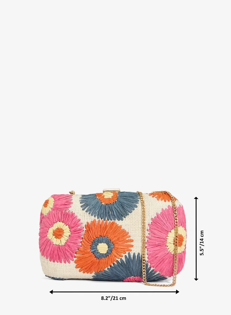 Ginger Boutique Multicolor Beaded Embroidered Flower Detail Clutch for Women | Best Price UAE
