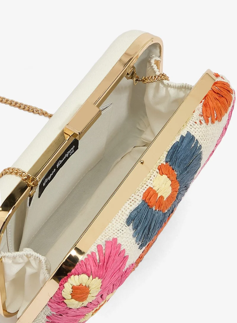 Ginger Boutique Multicolor Beaded Embroidered Flower Detail Clutch for Women | Best Price UAE