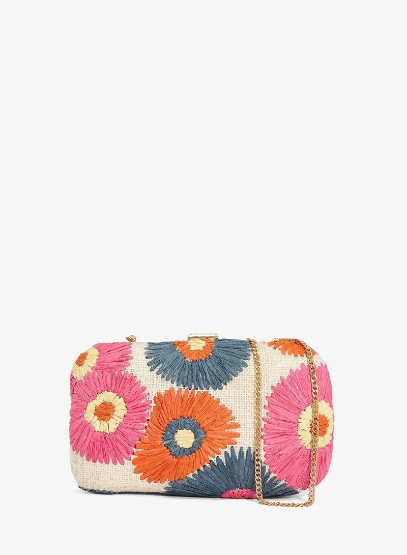 Ginger Boutique Multicolor Beaded Embroidered Flower Detail Clutch for Women | Best Price UAE