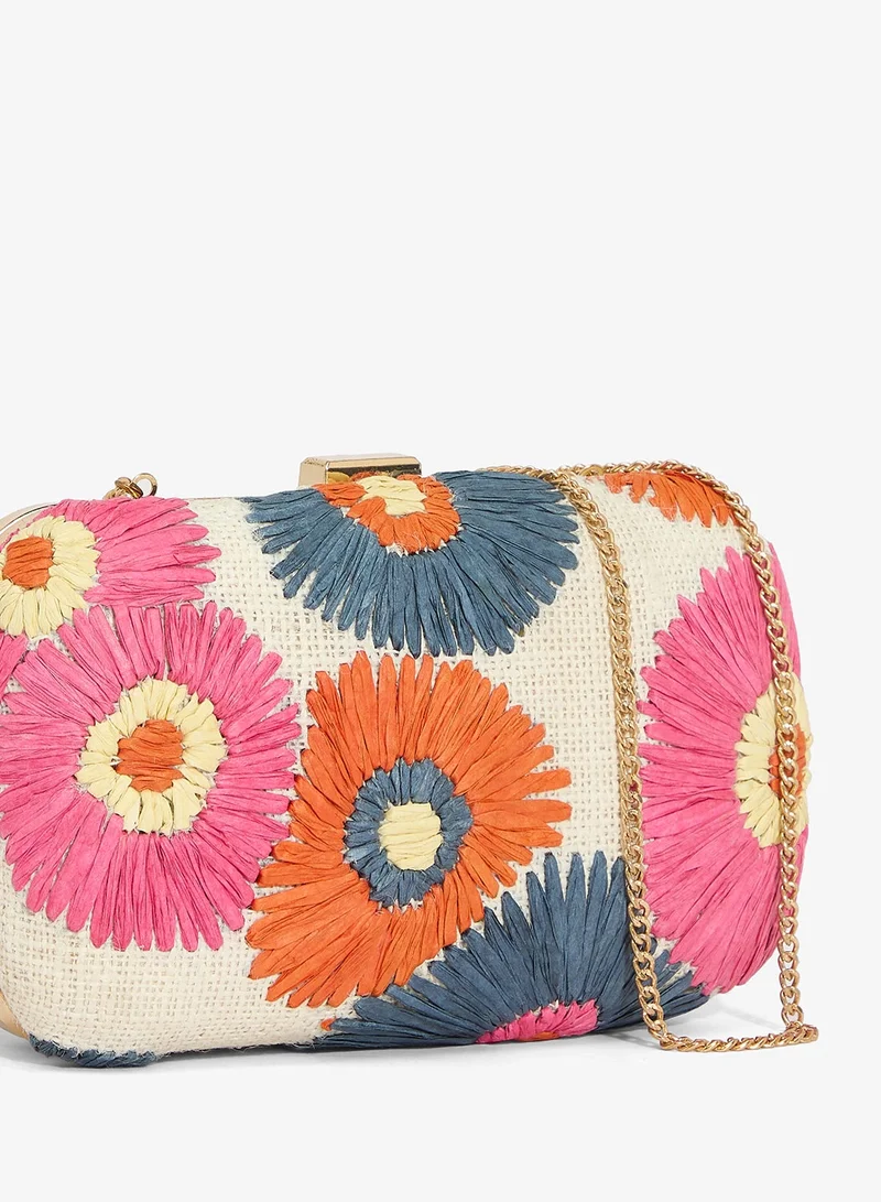 Ginger Boutique Multicolor Beaded Embroidered Flower Detail Clutch for Women | Best Price UAE