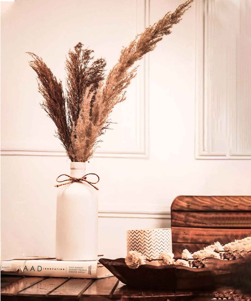 PUREZENTO ﻿PUREZENTO KONSO Family White Ceramic Vase - Set of 3 | Unique Shape Vases for Modern Home Decor, Shelves, Coffee Tables, Living Room | Vase for Pampas Grass, Dried, and Artificial Flowers - Image 5
