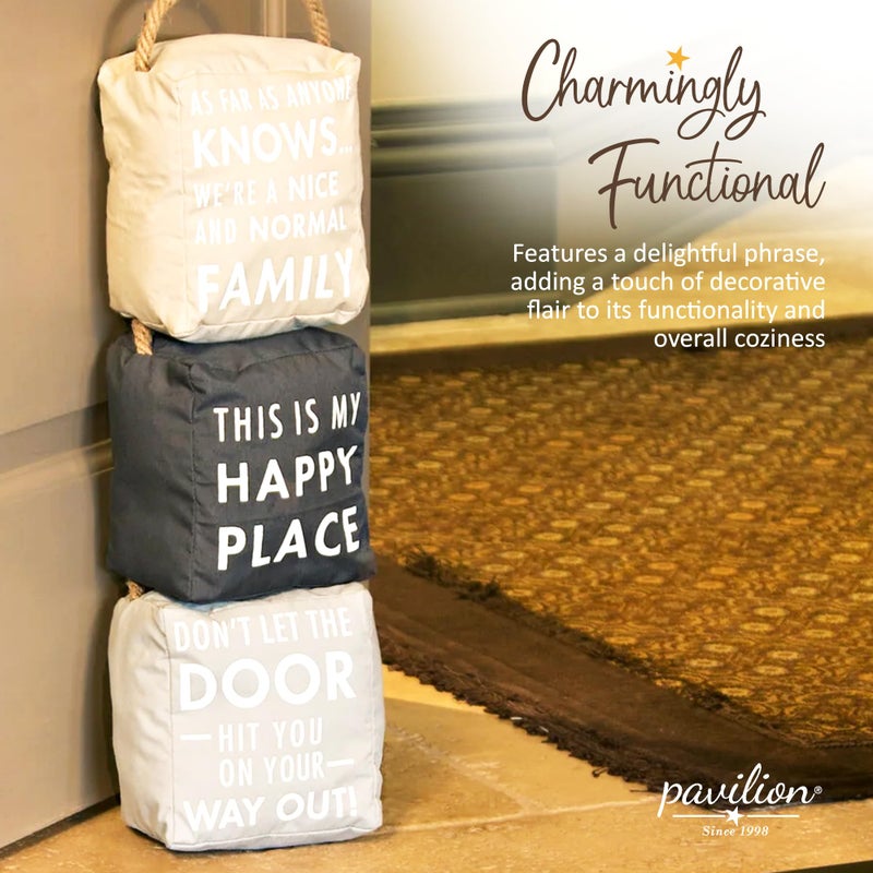 Pavilion Gift Company Pavilion "This Is My Happy Place" Canvas Door Stopper - Weighted Fabric Decorative Doorstop with Handle, Polyester Sand Bag Soft Door Stoppers for Interior Doors, Black Home Decor, 5 x 4.75 x 6" - Image 4
