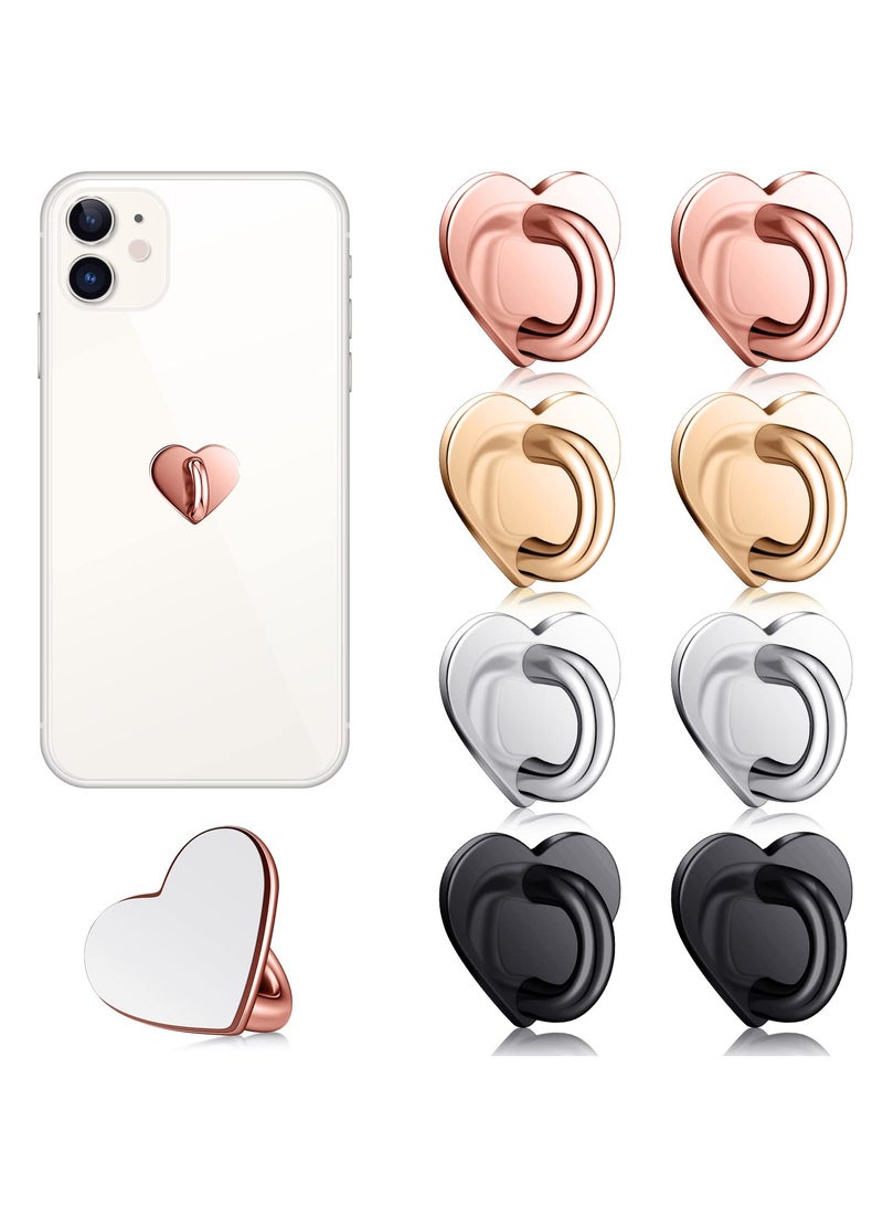 SYOSI Phone Ring Holder Grip, 10pcs Cell Phone Finger Ring Cell Phone Charm Hook Adhesive Metal Phone Finger Grip Loop Stand, Heart Grip Holder for Cell Phone Tablet DIY Hanging - Image 1
