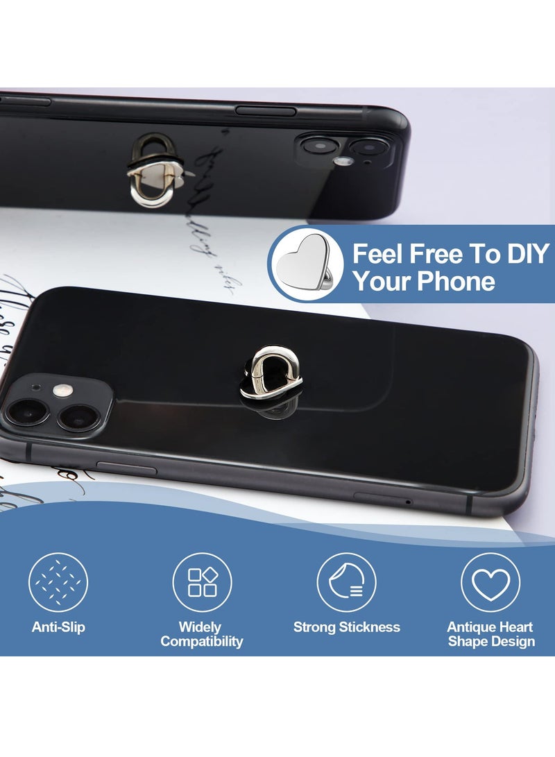 SYOSI Phone Ring Holder Grip, 10pcs Cell Phone Finger Ring Cell Phone Charm Hook Adhesive Metal Phone Finger Grip Loop Stand, Heart Grip Holder for Cell Phone Tablet DIY Hanging - Image 5