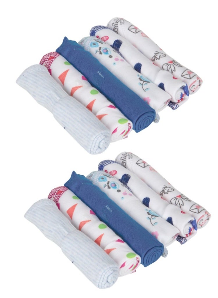 Mee Mee Soft Mini Baby Napkins (Baby Napkin Assorted, Mini - Blue_White Assorted - Set of 12) - Image 2