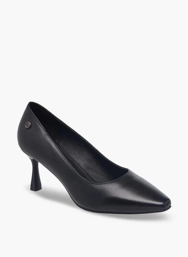 دوتشيني Women Flared Heel Leather Pumps