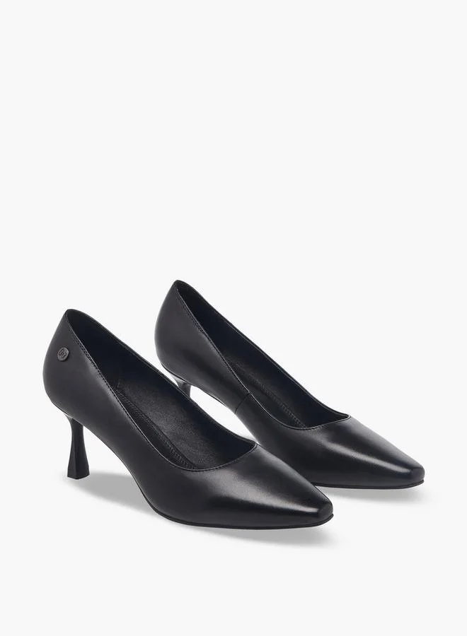 دوتشيني Women Flared Heel Leather Pumps