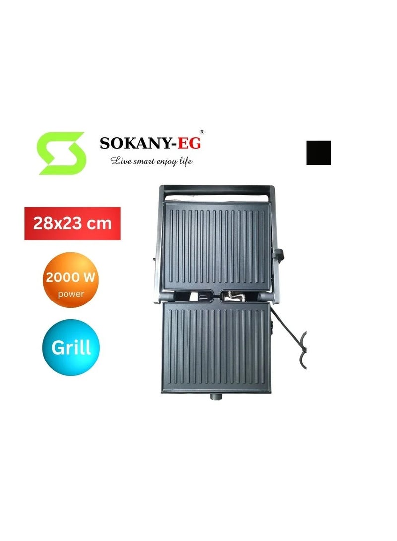 sokany Sokany Grill 2000 Watt SK-08044 with Non-Stick Coating LED Indicator Stainless Steel Body Anti-Rust, Corrosion and Damage, Heat Insulated - Makes Food Healthy Without Fats - One Year Warranty - Image 3