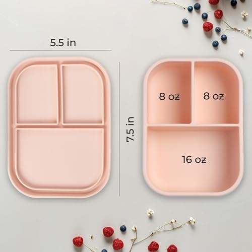 ASOMIC Silicone Bento Lunch Box for Toddlers & Kids, Leakproof & BPA-Free, 3 Compartments, Microwave & Dishwasher Safe, Ideal for Daycare, Preschool & Baby Meals (Cat) - Image 3