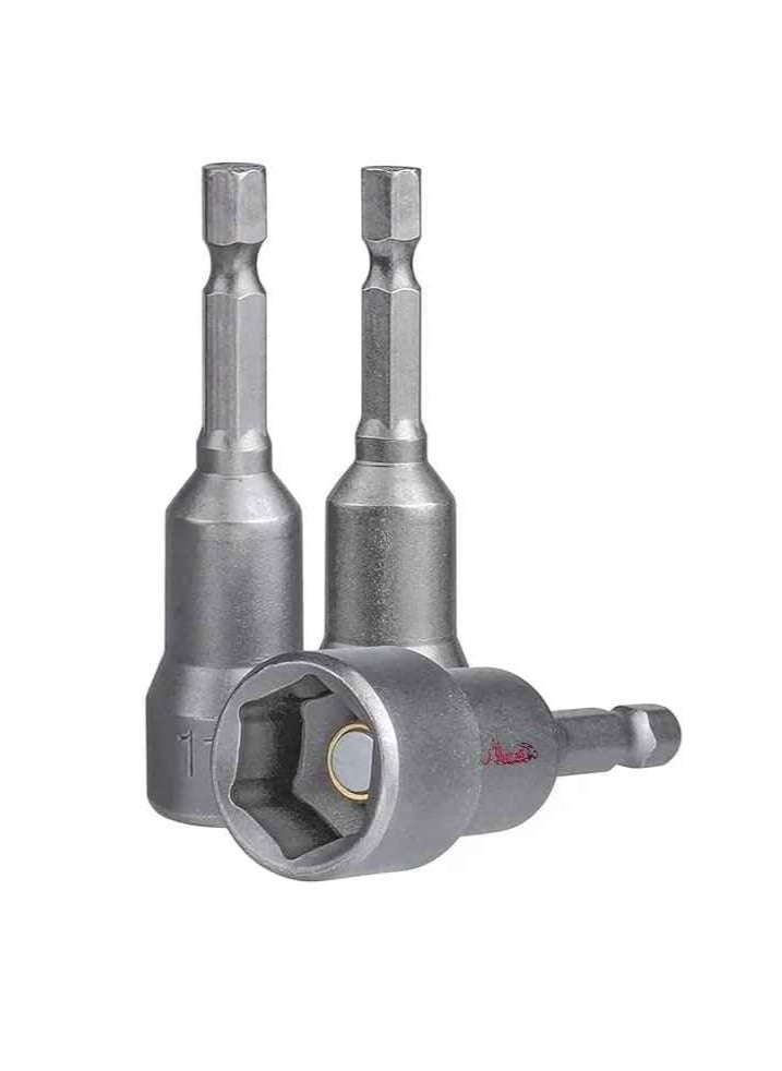 ABBASALI 3Pcs Magnetic Nut Setter Set Metric 1/4" Hex Shank Impact Nut Driver Bits Hex Nut Setters Bit Set for Impact Driver Drills (17mm)  - Image 1