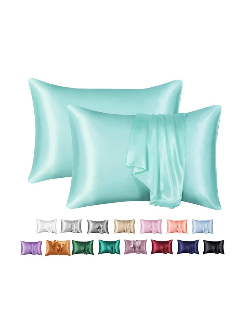 Pair Of Imitation Silk Solid Solor Satin Pillowcases