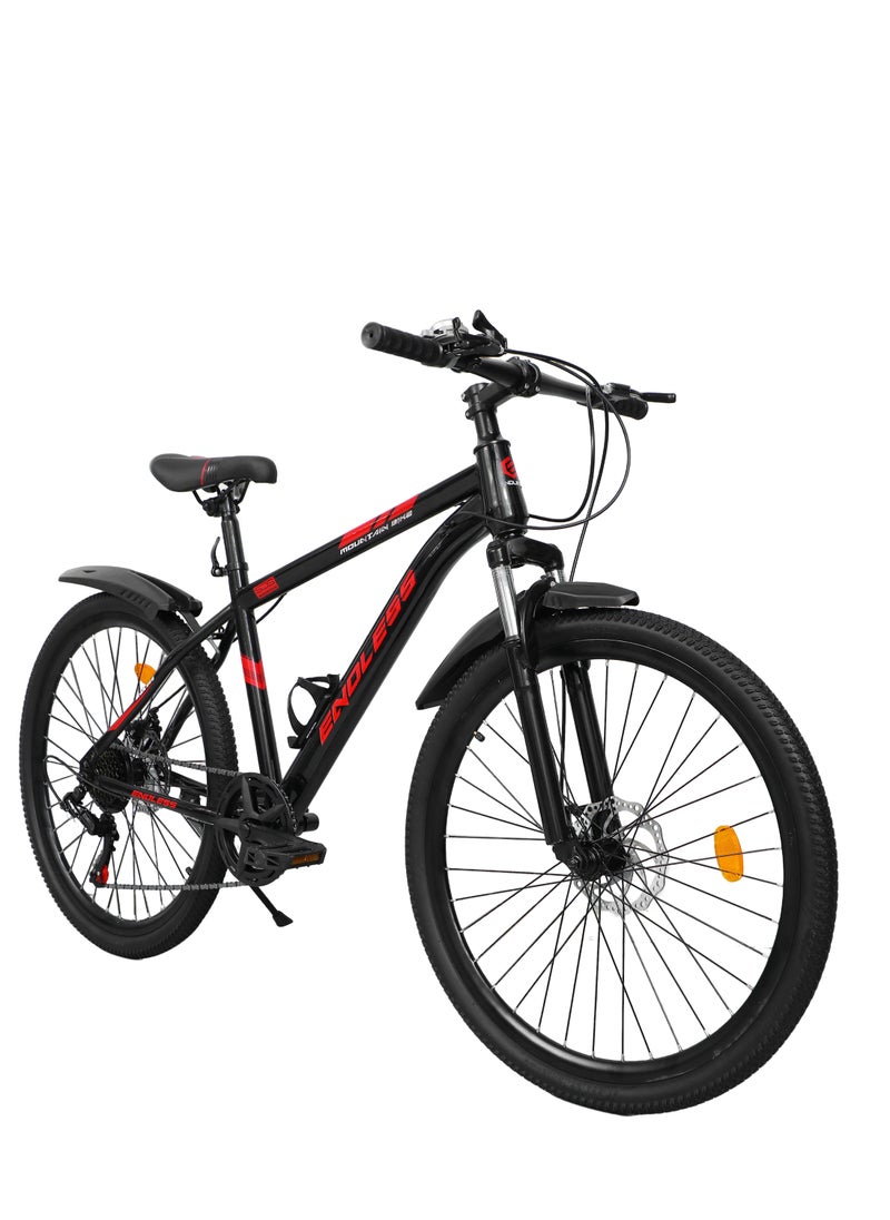 ENDLESS  Endless 26" 7-Speed Mountain Bike for Adults | High Carbon Steel 18" Frame, Disc Brakes, Suspension MTB with Front & Rear Mudguards, Adjustable Seat, 2.135" All-Terrain Tires – Men & Women  - Image 1