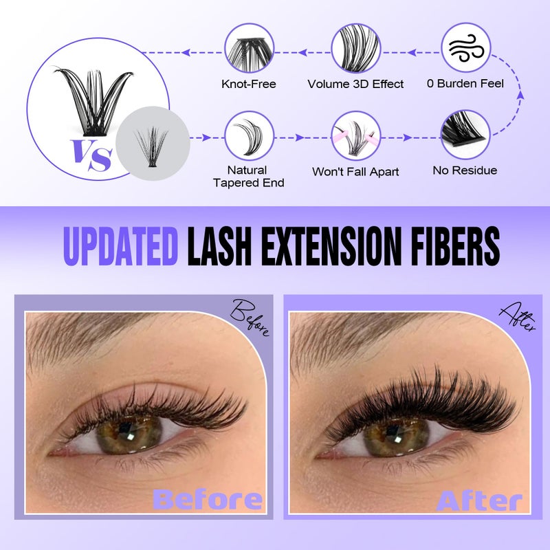 Pawotence Lash Extension Kit DIY 280pcs Individual Lash Clusters Kit 9-16mm 40D Cluster Eyelash Extension Kit with Lash Bond and Seal, Lash Remover, Lash Tweezers for Self Use (40D, 9-16mm, All Kit) - Image 4