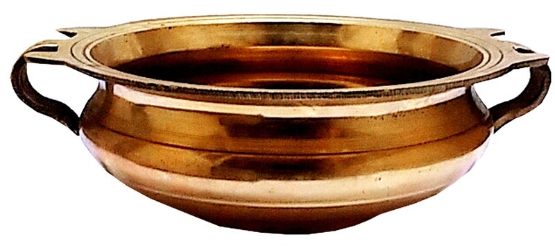 Purpledip Brass Urli (Uruli, Varpu): Vintage Design Water Bowl for Candles or Flowers (11760) - Image 3