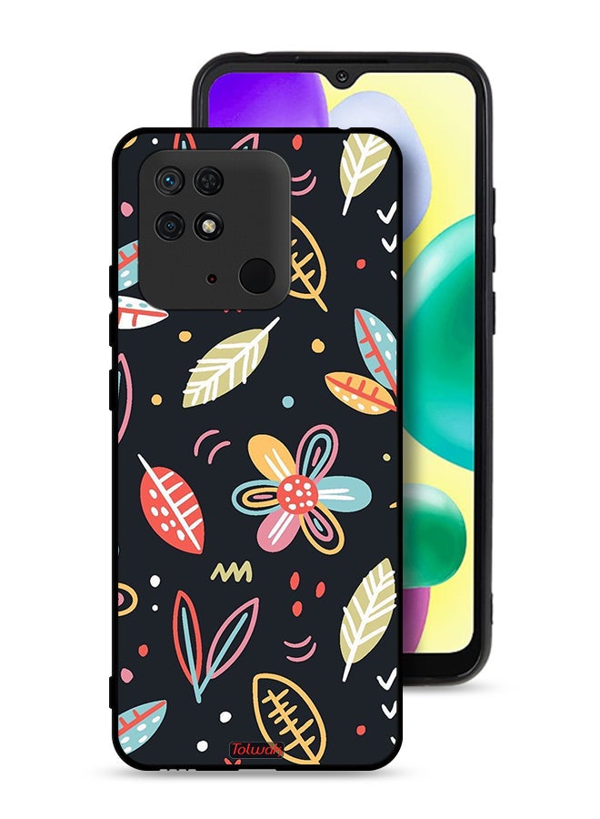 Tolwak Xiaomi Redmi 10C Protective Case Cover Flowers And Leaves Abstract Art - Image 1