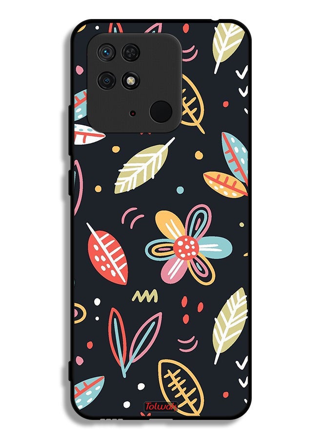 Tolwak Xiaomi Redmi 10C Protective Case Cover Flowers And Leaves Abstract Art - Image 2