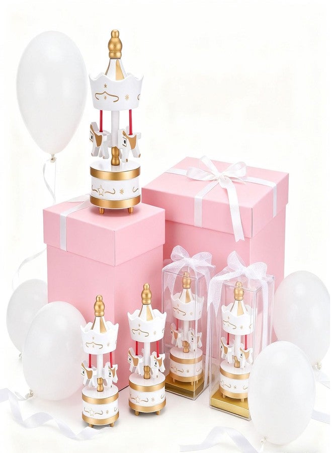 Flutesan 12 Sets Wooden Carousel Christmas Party Favors Baby Shower Favors Game Prizes Carousel Baptism Gifts for Guests with Independent Packaging Box and Bowknot for Birthday Carnival - Image 4