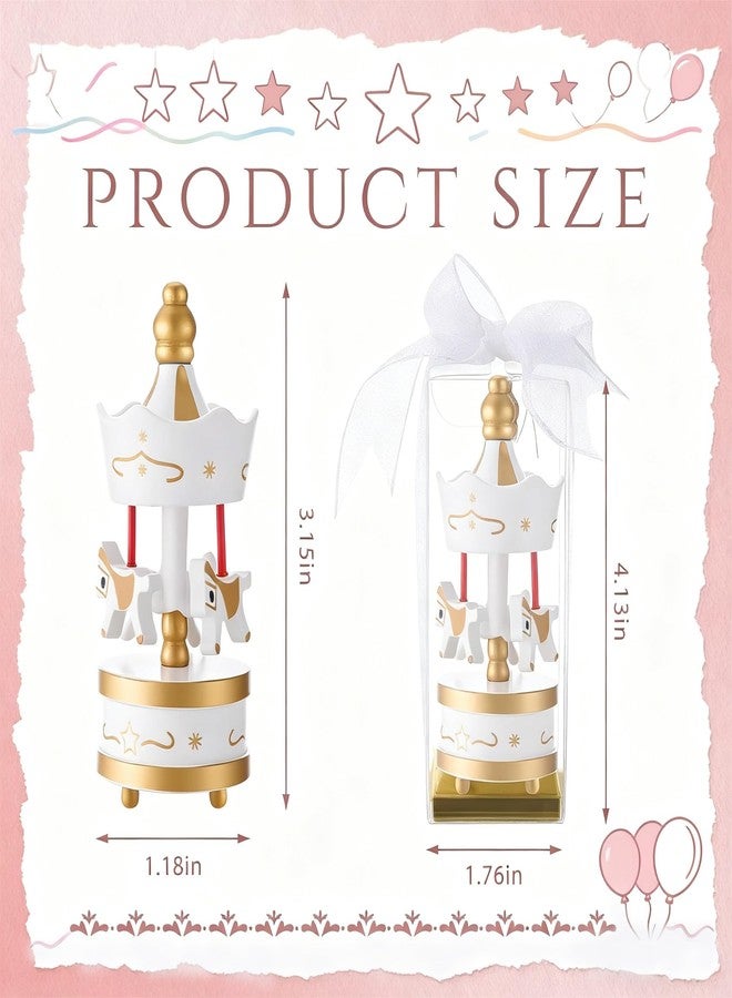 Flutesan 12 Sets Wooden Carousel Christmas Party Favors Baby Shower Favors Game Prizes Carousel Baptism Gifts for Guests with Independent Packaging Box and Bowknot for Birthday Carnival - Image 2