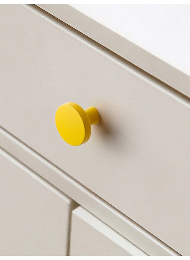 HomeNoor Matte Yellow Round Furniture Knob 4Pcs Set, 32mm Single Hole Door Pull Anti Collision Safe Cabinet Drawer Handle for Kids Furniture Home Interior - Image 3