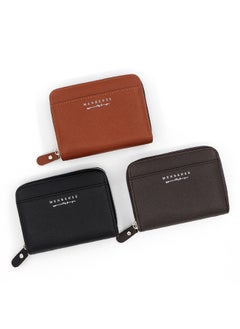 MenBense Men's Wallet Solid Color Business Short Zipper Bag Clutch Purse Coin Wallet  - Image 3