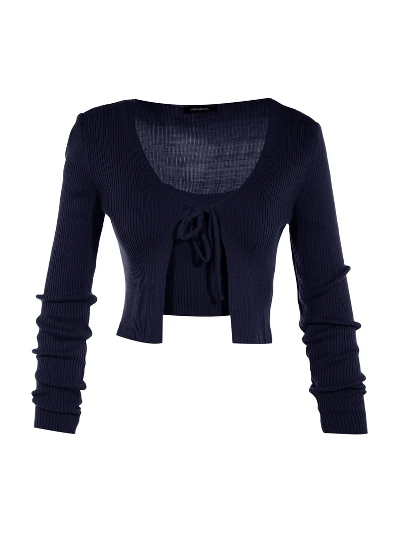 trendyol Tie Detail Cardigan & Crop Top Set
