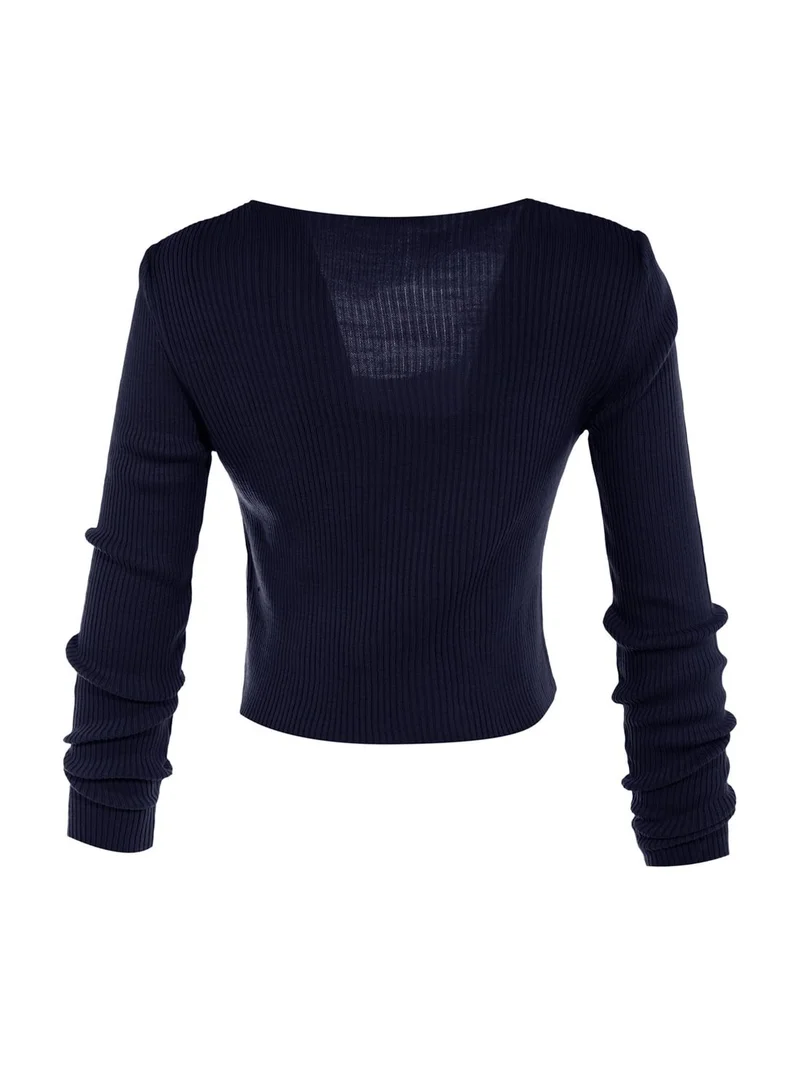 trendyol Tie Detail Cardigan & Crop Top Set
