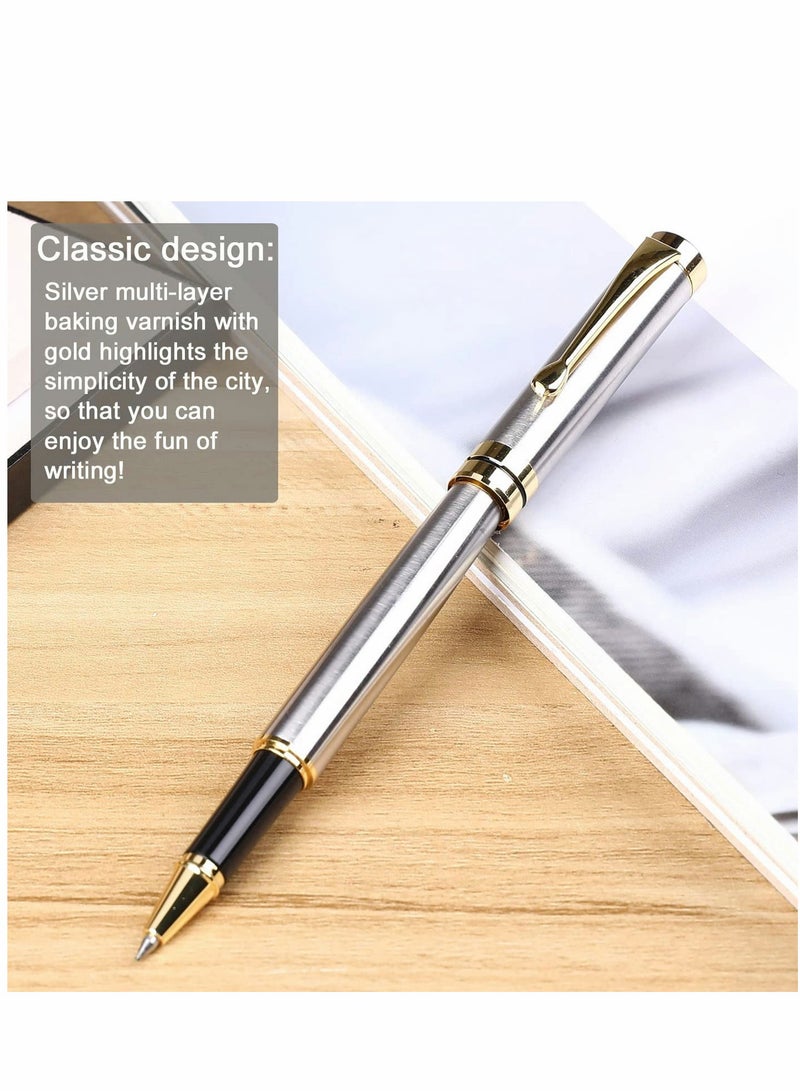 Luxury Black Ballpoint Pen Set with Chrome Trim - 0.5mm Tip, 2 Ink Refills, Elegant Gift Box for Students & Executives, Perfect for Office Use - Image 5